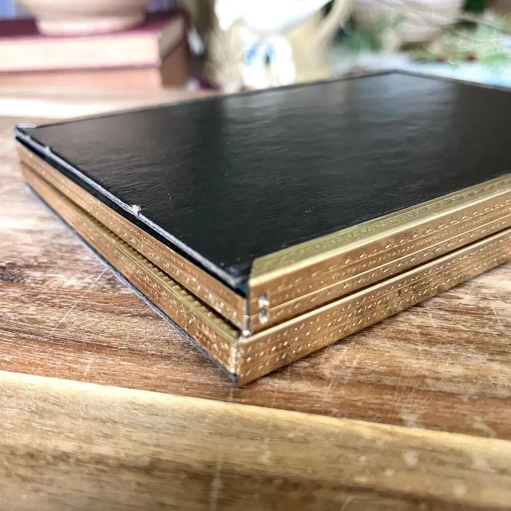 Vintage Gold Brass Tone Metal Bi-Fold Tabletop Picture Frame for 5x7